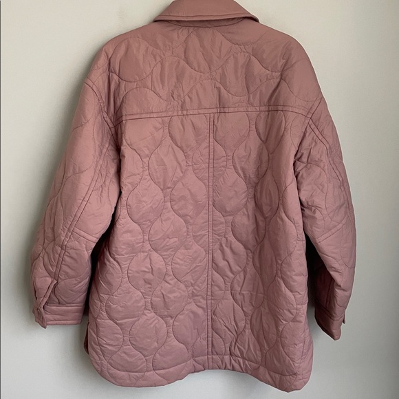 Madewell Pink Quilted Airpuff Shirt Jacket Size Medium - Picture 6 of 13